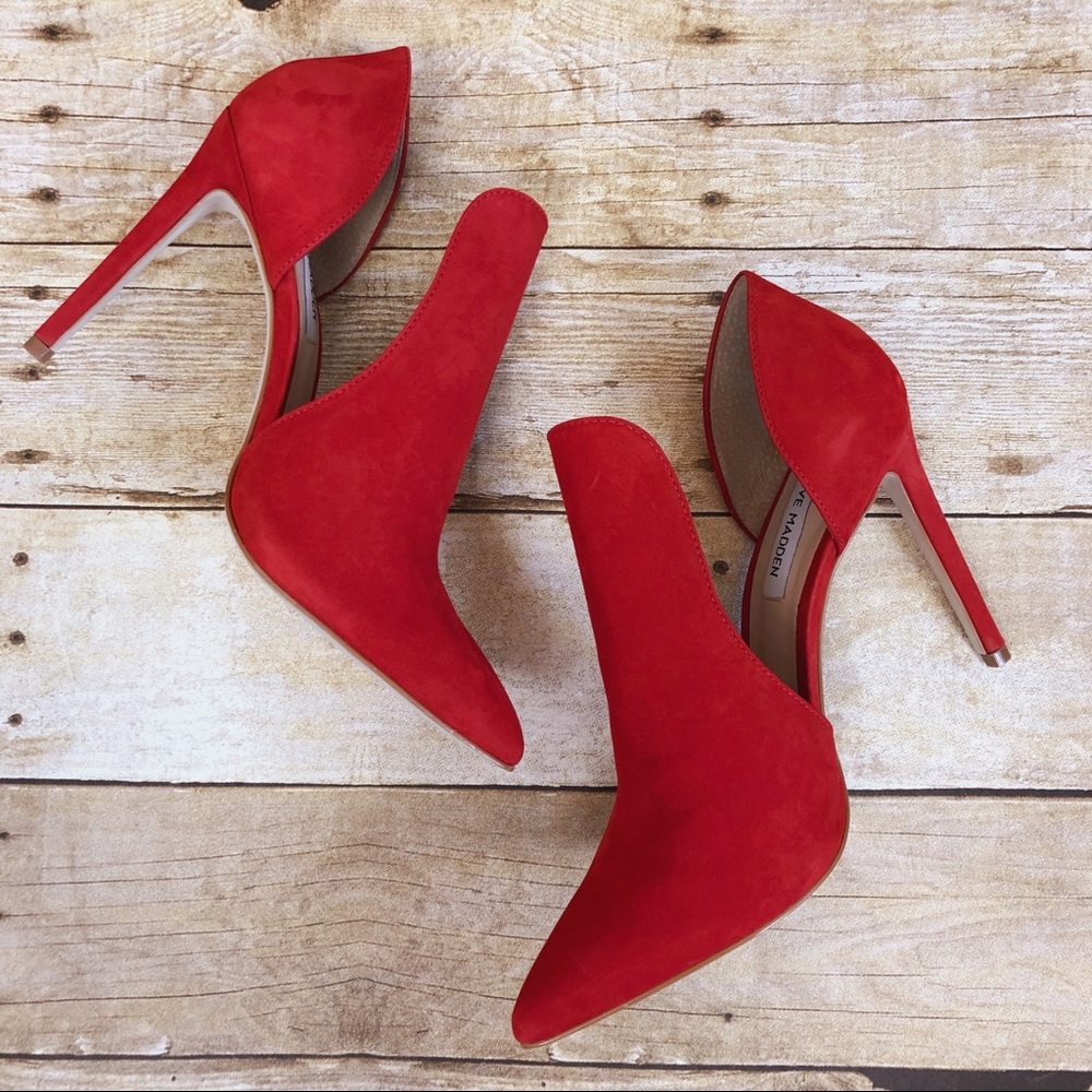 Steve Madden Red Suede Dolly Pointed Toe Pumps